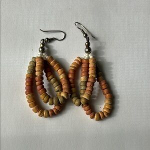 Heishi Beaded Vintage Hoop Earrings